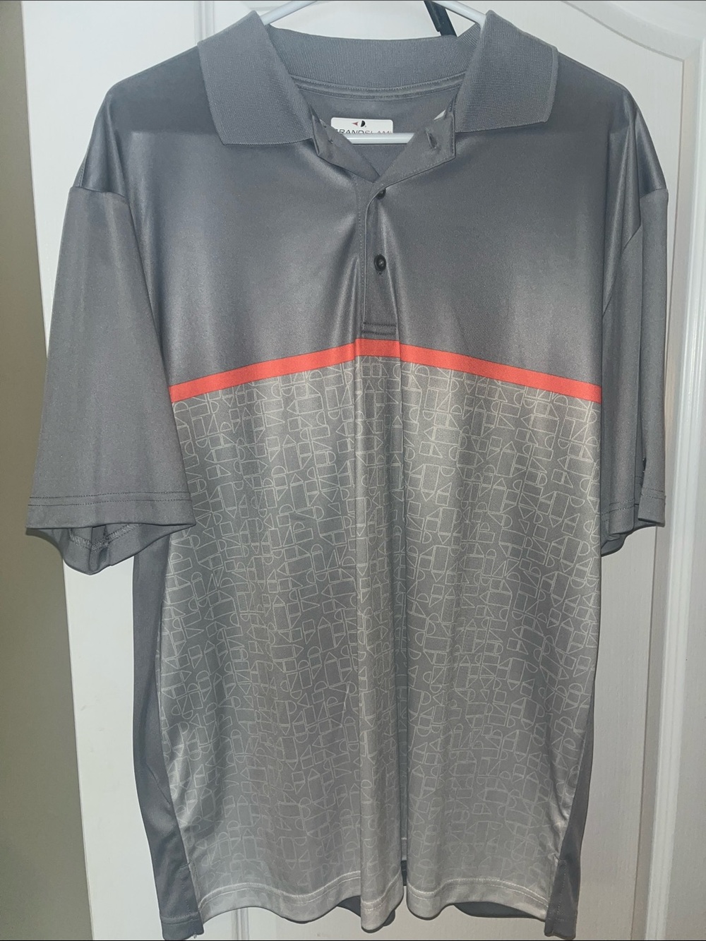 Grand Slam Gray Polo with Orange Chest Stripe